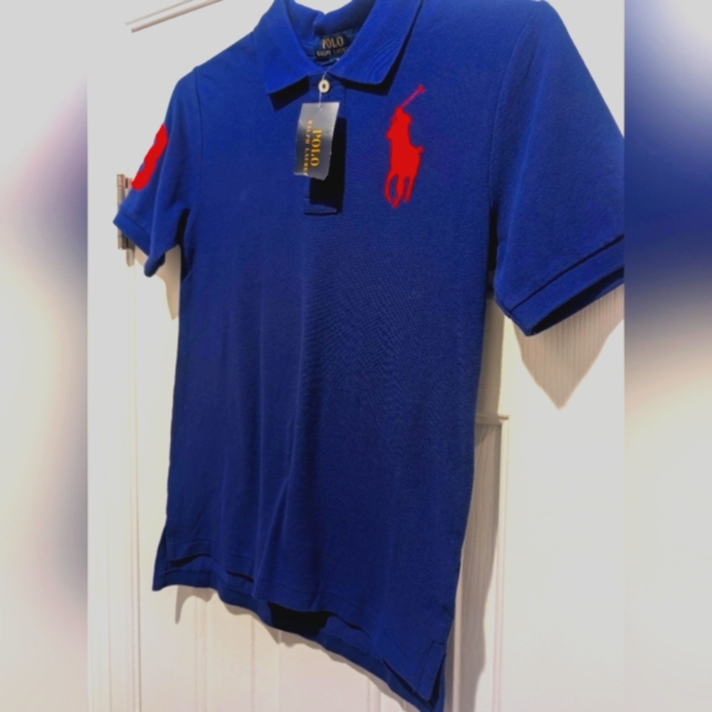 Boy's Polo by Ralph Lauren Blue and Red Kids Polo Shirt - Size: Medium 10 - 12 - Picture 2 of 7